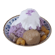 Taro Snow Ice with Cream Topping and Taro Balls